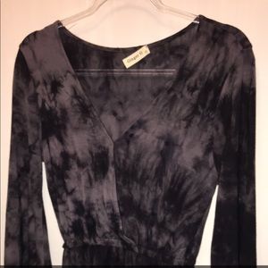 Black and grey tie dye romper